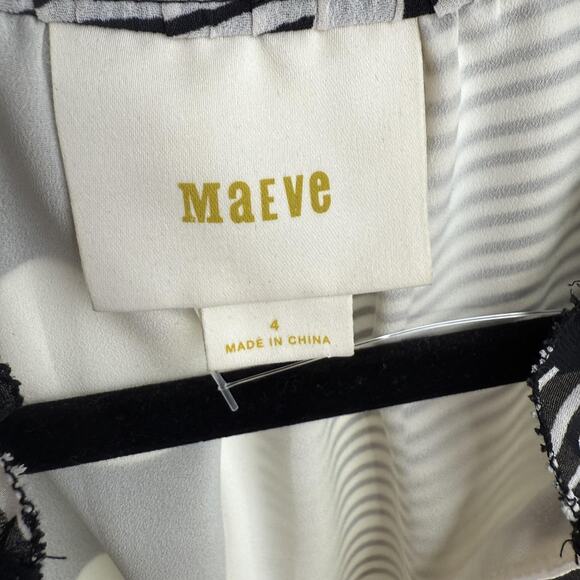 Maeve Dress Womens 4 Black White Halter Maxi High Low Belted Anthropologie - Picture 6 of 10